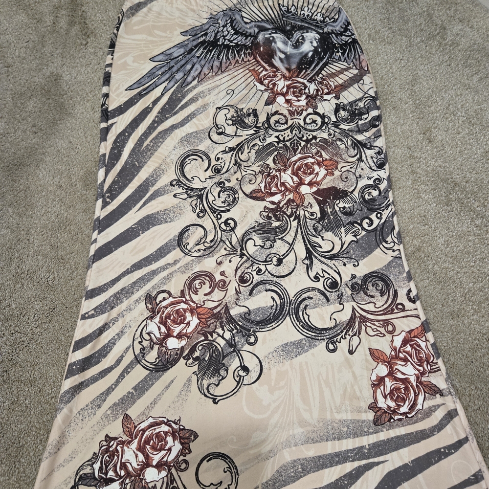 Graphic Maxi Dress with Heart and Rose Design